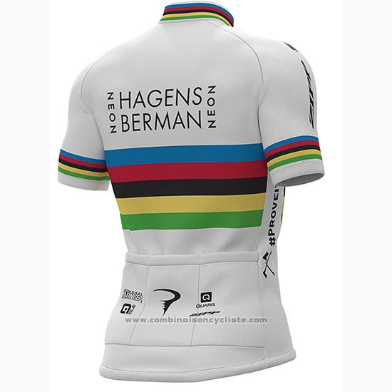 2019 Maillot Cyclisme UCI Monde Champion Androni Giocattoli Blanc Manches Courtes et Cuissard